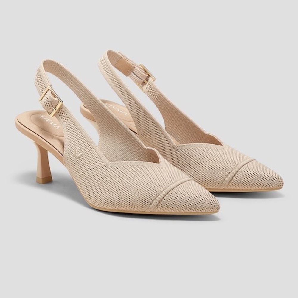 VIVAIA Women's Slingback Pointed-Toe Heels in Almond - Picture 3 of 16